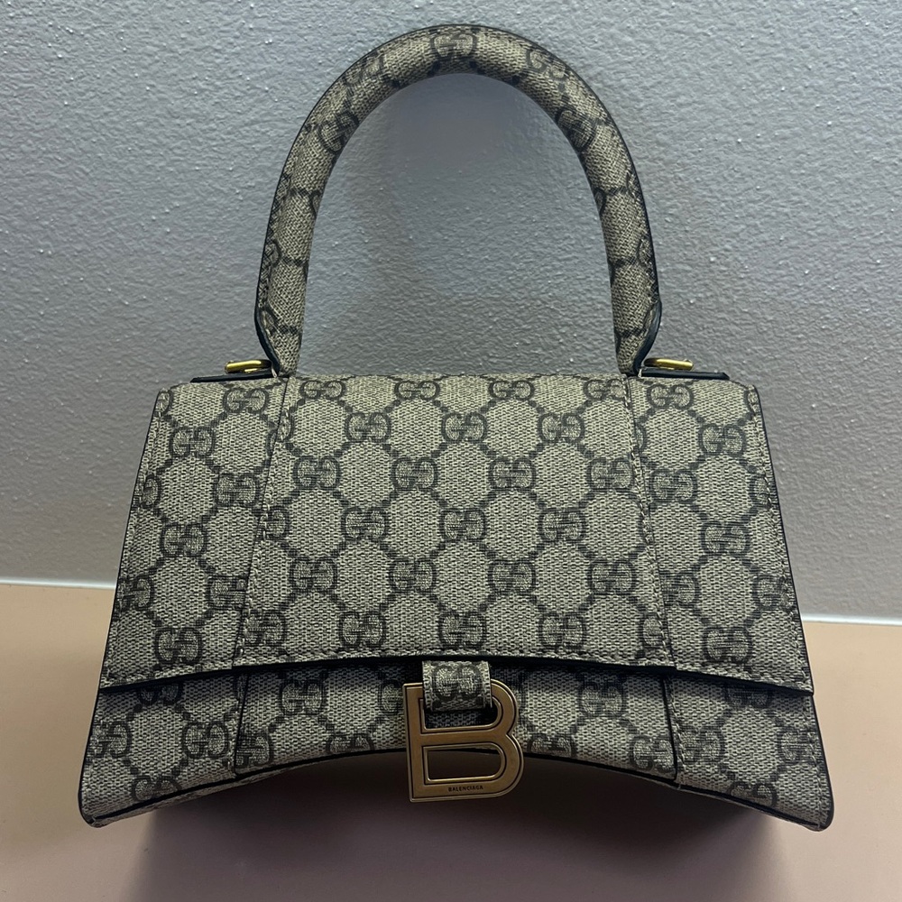 Gucci Monogram Crossbody Bag - Gray and Cream